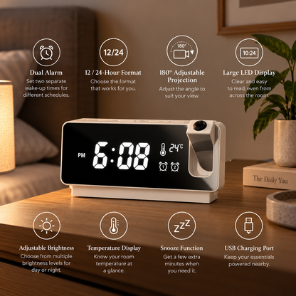 LED Projection Alarm Clock
